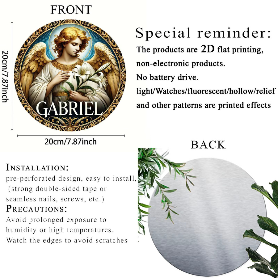 Potdemiel Runde Aluminium-Wandkunst Angel, Mehrfarbig, Durchmesser: 19,81 cm - Bild 3