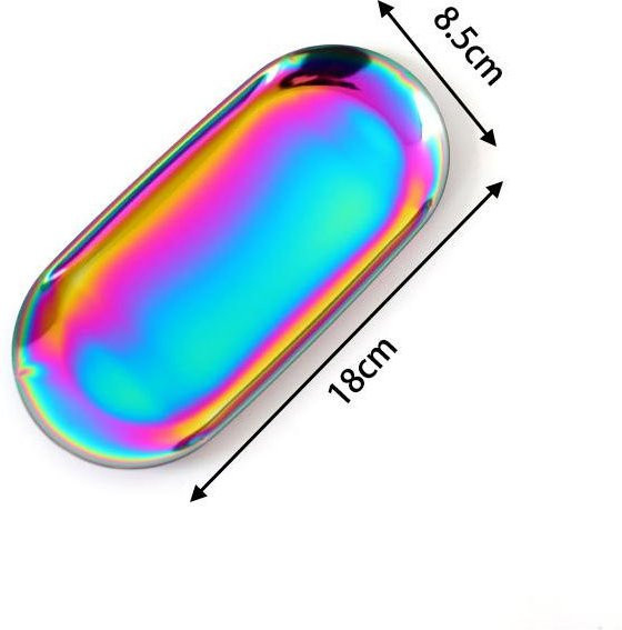 Ovales Edelstahl-Tablett im koreanischen Stil als Dessertteller und Schmuckablage in Gold, Silber, Schwarz oder Multicolour - Bild 1
