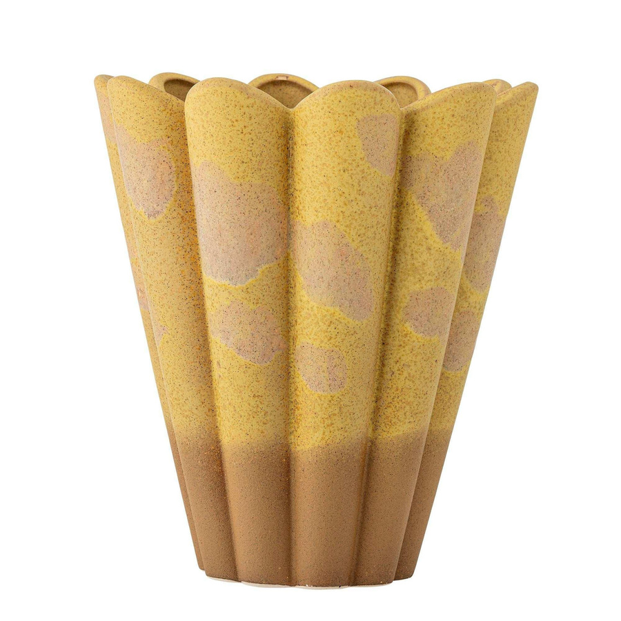Bloomingville Keramikvase Penn in Gelb mit gewelltem Design, Höhe: 29 cm - Bild 1