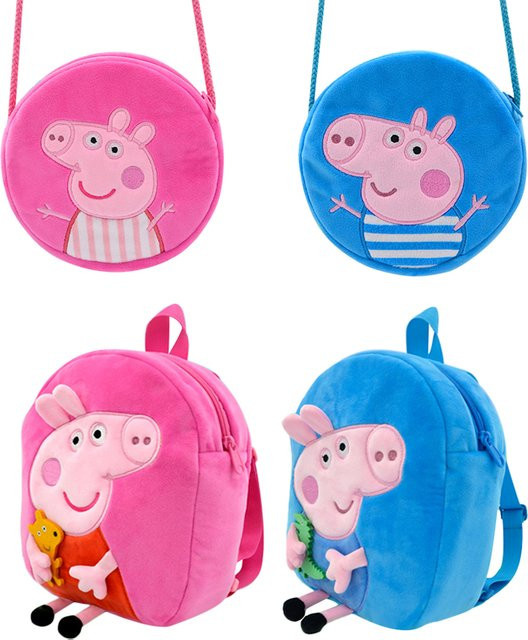 E-STRONG Peppa Pig Plüsch-Rucksack, rosa Schweinchen, Umhängetasche - Bild 1