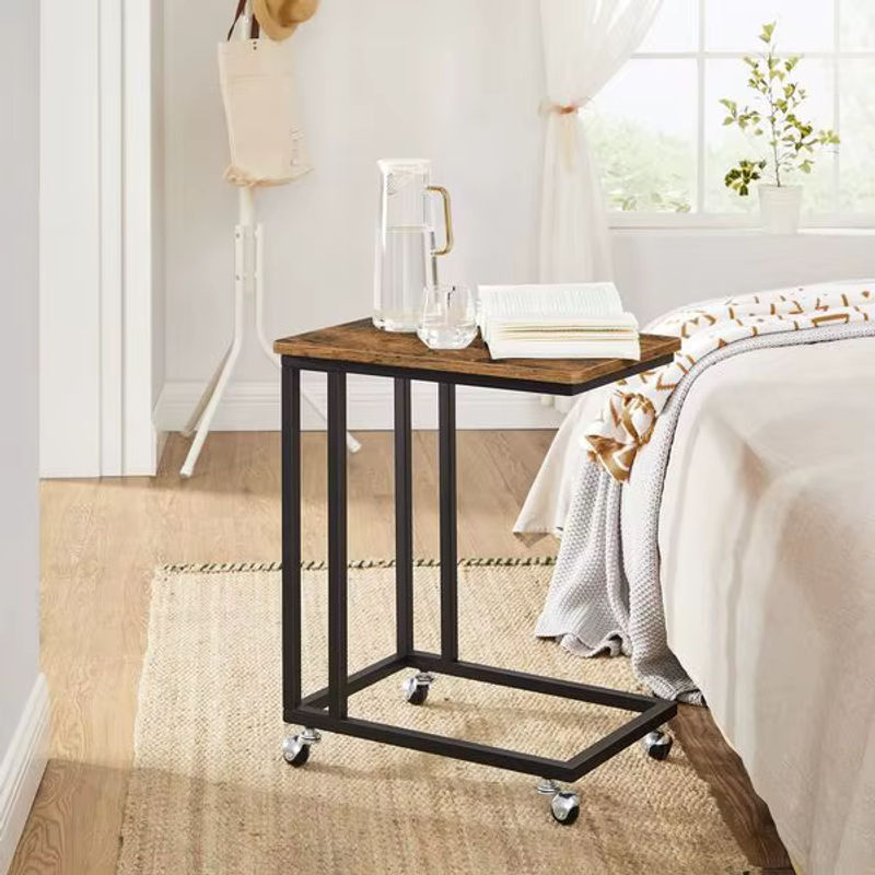 VASAGLE Beistelltisch in C-Form mit Rollen, mobiler Kaffeetisch in Braun, B/T/H: 35 x 50 x 60 cm - Bild 2
