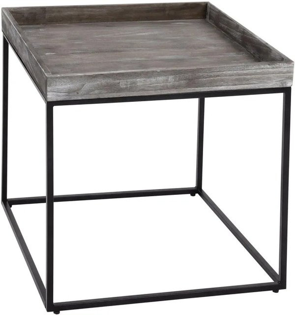 Beistelltisch MCW K71 aus Paulownia-Holz und Metall in Dunkelgrau, B/T/H: 60 x 60 x 60 cm - Bild 2