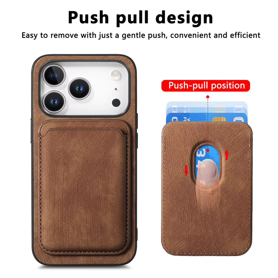 Abnehmbare magnetische Karten-Handyhülle für iPhone 16 15 14 13 12 11 Pro Max Plus SE in Braun - Bild 3