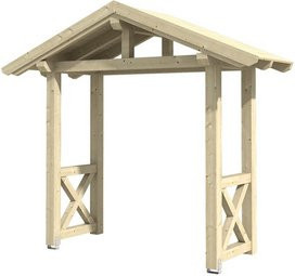 Skan Holz Haustür-Vordach Stralsund 4 aus nordischer Fichte in Natur Beige, Breite: 289 cm, Tiefe: 116 cm - Bild 1