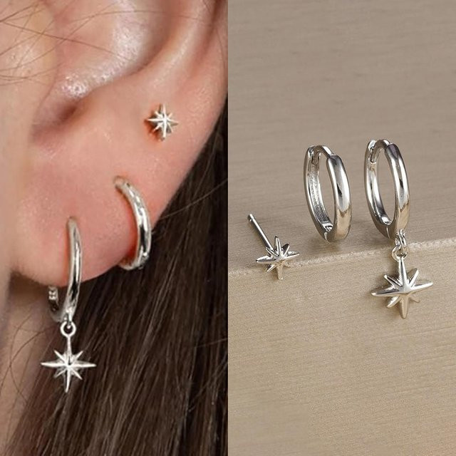 TuiYing Ohrringe Set, Edelstahl, Gold, Zirkonia, Damen - Bild 1