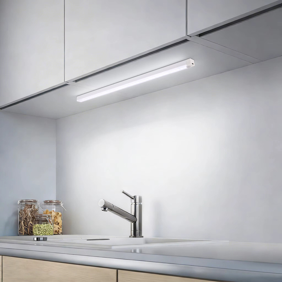 Oraymin 3er Set USB-aufladbare LED-Schrankbeleuchtung mit Bewegungssensor, weiß, 6000K Kaltweiß, Länge: 50 cm - Bild 4