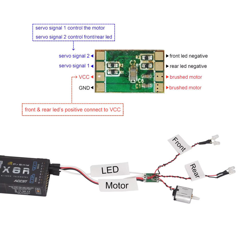 DasMikro 1S 3A ESC Micro Speed Controller, mit Lichtsteuerung, für DIY Das87 1/87 bis 1/43 Micro RC Autoteile - Bild 2