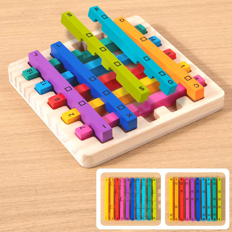 Tlewj Montessori Sticks Puzzle aus Holz als pädagogisches Lernspielzeug für Mathematik und kognitive Entwicklung in Bunt/Mehrfarbig - Bild 1