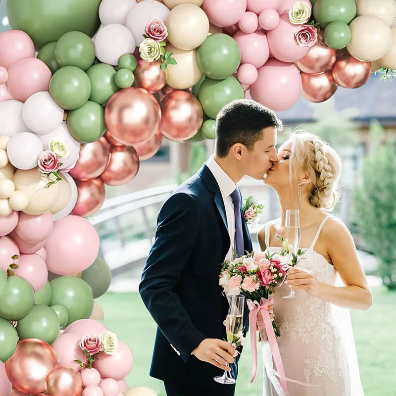 Mehrfarbiges Ballon-Girlandenbogen-Set aus Latex in Grau, Grün, Rosa und Weiß für Bohemian-Dekorationen bei Hochzeit, Babyparty oder Geburtstag - Bild 3