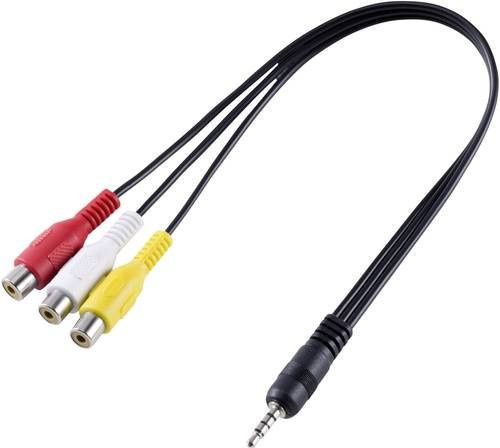 SpeaKa Professional SP-8433716 AV Audio Video Adapter mit 3,5 mm Klinkenstecker auf 3 Cinch-Buchsen in Schwarz - Bild 1