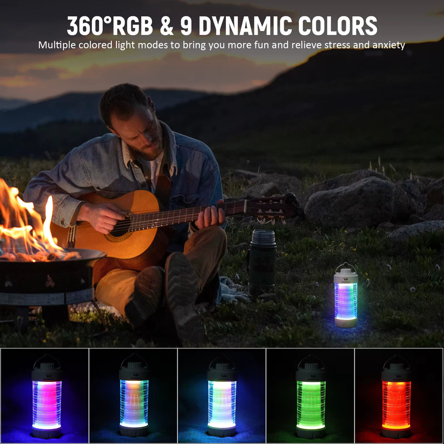 Wurkkos CL01 Camping Laterne mit 550 Lumen, wiederaufladbare RGB LED-Taschenlampe mit Magnet, Powerbank-Funktion und Touch-Dimmer, wasserdichtes EDC-Arbeitslicht in Weiss und Multicolour - Bild 4
