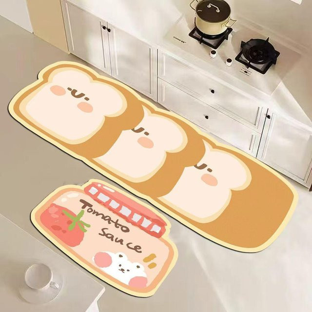 Yiran Furniture Küchenbodenmatte Cartoon Blasen Design, beige, B/T: 60 x 40 cm, saugfähig und rutschfest - Bild 1