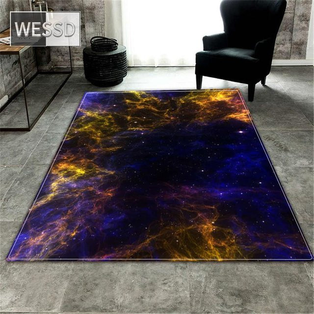 ZZ HOME Galaxy 3D-Bodenmatte mit Universum-Design, weicher Flanell-Teppich für Schlafzimmer und Wohnzimmer, waschbar, Mehrfarbig, Breite: 120 cm, Länge: 160 cm - Bild 1