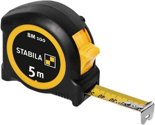 Stabila Taschenbandmaß BM 100 mit 5 m Länge in Gelb-Rot-Schwarz aus Kunststoff - Bild 1
