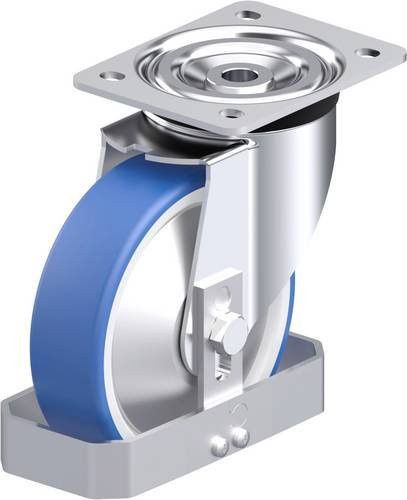 Blickle L-POTHS 160G-FA-FS Stahlblech-Lenkrolle in Blau mit 160 mm Rad-Durchmesser und 400 kg Tragfähigkeit - Bild 1