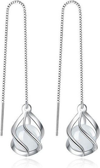 Ohrringe 925 Sterling Silber, Opal, Runde Geometrie, Damen, weiß - Bild 1