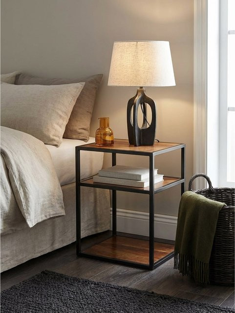 Nachttisch KADIMA DESIGN im Industrial-Stil aus Holz und Metall, braun, B/T/H: 40 x 50 x 35 cm - Bild 1