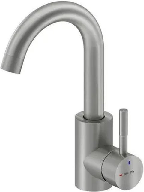 AM.PM Einhebel-Waschtischarmatur X-Joy S F85B02711 mit drehbarem Auslauf aus gebürstetem Edelstahl in Silber - Bild 1