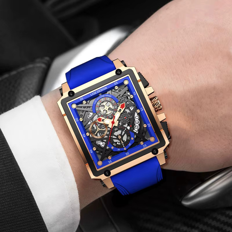 LIGE Chronograph, Quarz, Edelstahl, Leder, Herren - Bild 3