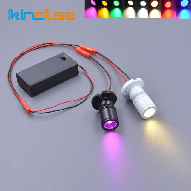 Khelse Mini LED Strahler 1W mit Batteriebox in Weiß für Schmuckdisplay und Vitrinen mit einstellbarem Winkel - Bild 1