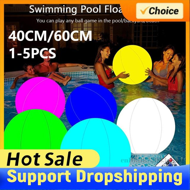 ALIILEE LED Schwimmende Kugellampe mit Fernbedienung, IP68 wasserdichte aufblasbare Poollampe in 16 Farben, Durchmesser: 60 cm und 40 cm - Bild 1