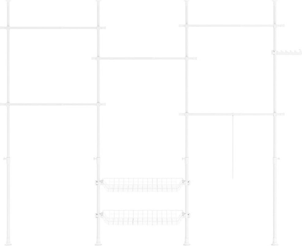 SoBuy Garderobenständer aus Metall mit 2 Ablagen Weiß H: 295 cm, B: 331,8 cm, T: 37 cm - Bild 1