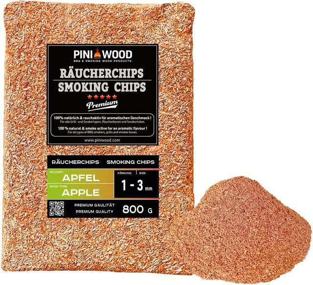 PINI Räucherchips Apfel 800 g aus naturbelassenem Apfelholz - Bild 1
