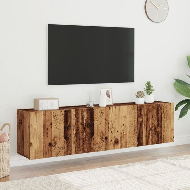 Vidaxl TV-Wandschränke im 2er-Set in Braun mit Altholz-Optik im Landhaus- und Industrial-Stil, B/H/T: 80 x 41 x 30 cm - Bild 1