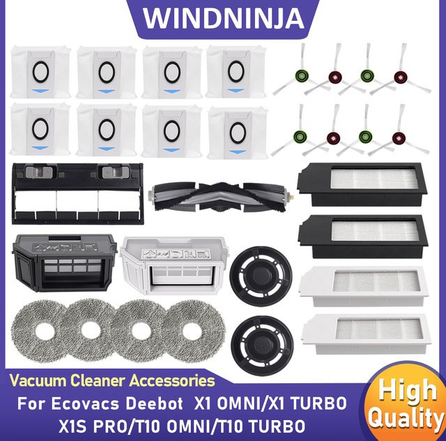 Ecovacs Ersatzteil-Set für Deebot X1 OMNI/TURBO, T10 OMNI/TURBO und X1S PRO mit Staubbox, Hauptseitenbürste, Hepa-Filter, Staubbeutel und Wischtüchern - Bild 1