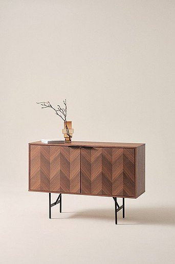 Jotex Sideboard DUVBERG in Walnuss Braun im Retro-Design aus Holz und Metall, B/H: 120 x 40 cm - Bild 1
