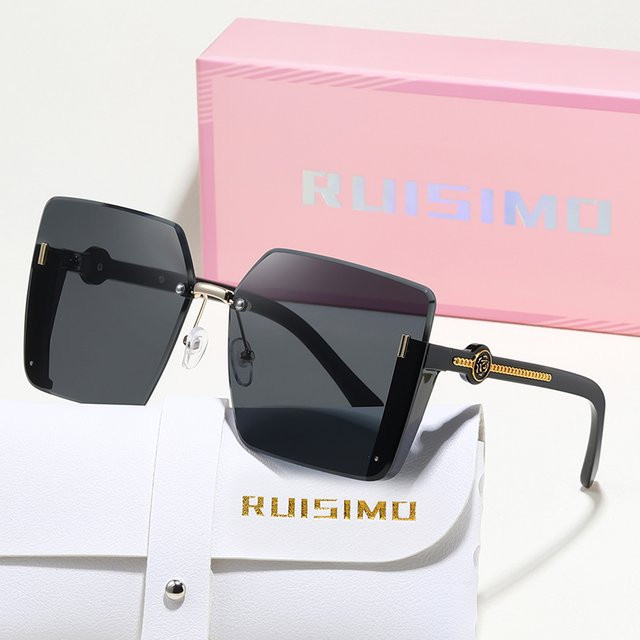 RUISIMO Sonnenbrille, randlos, quadratisch, Metall, grau, Unisex - Bild 1
