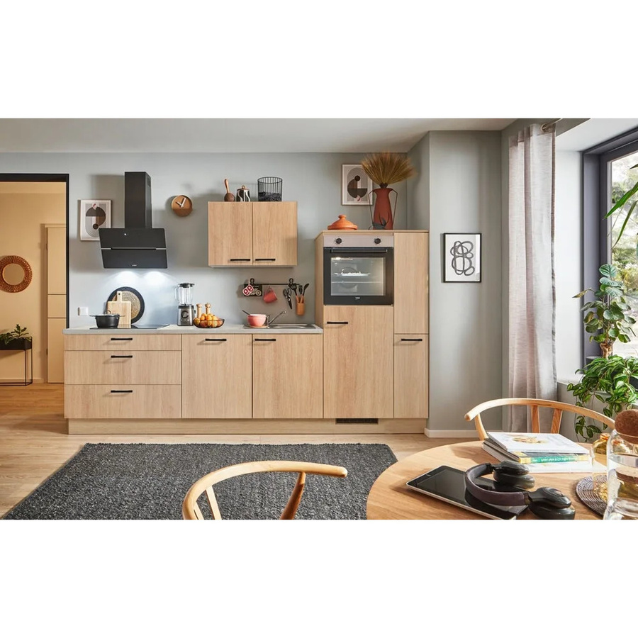 PINO Küchenzeile Eiche Aviva mit 1 Geräteschrank und 1 Apothekerschrank, Breite: 280 cm - Bild 2
