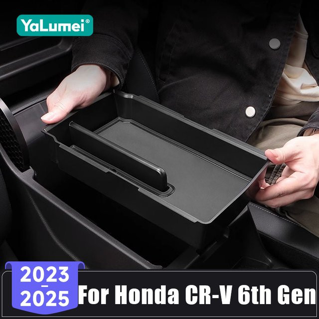 YaLumei Armlehnen-Organizer für Honda CR-V 6. Generation 2023-2025 mit Telefonhalterung und Ablagebox, Schwarz - Bild 1