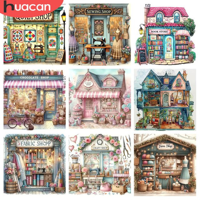 HUACAN Diamantmalerei Landschaft 5D DIY Mosaik Wanddekoration Multicolour Rund - Bild 1