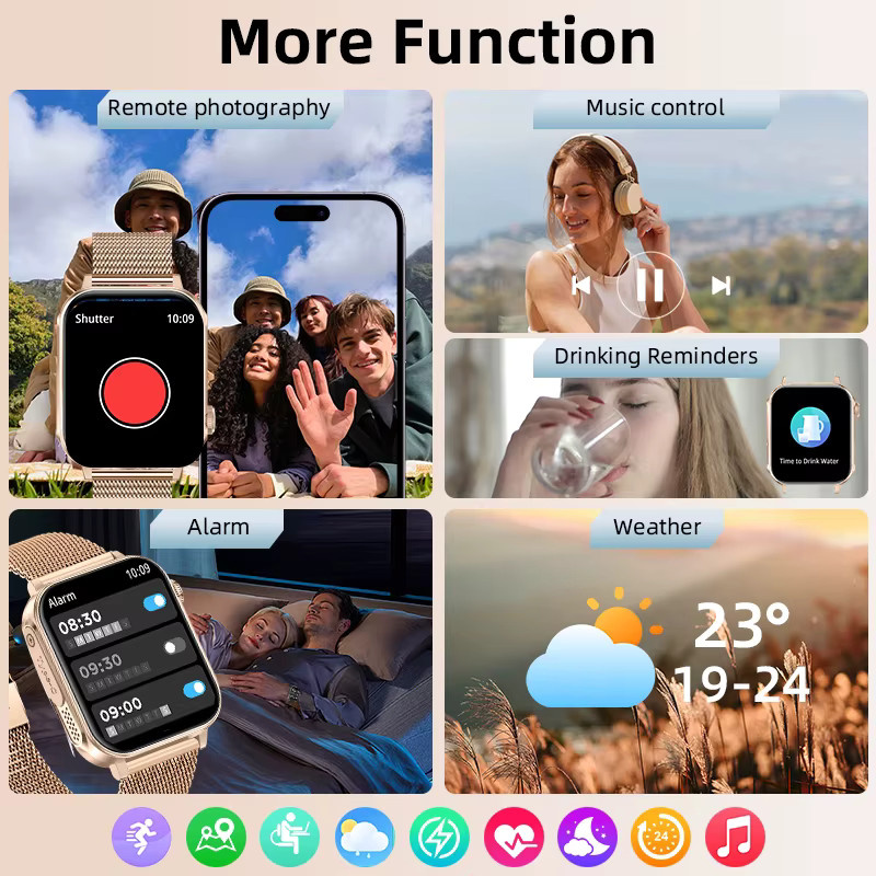 LIGE Smartwatch, Edelstahl, Grau, Unisex, Wasserdicht - Bild 5