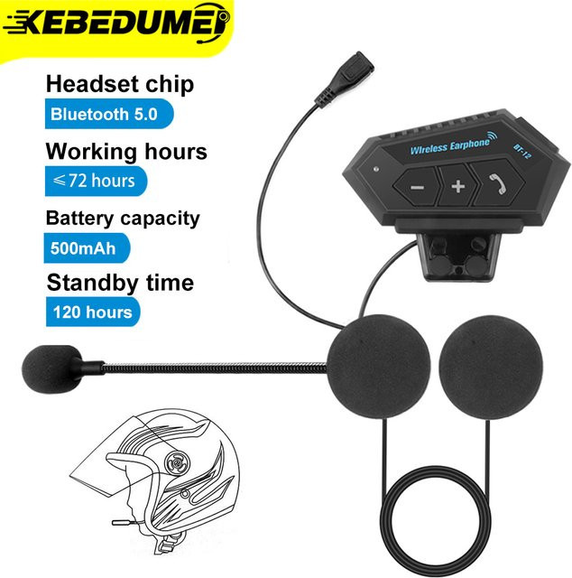 Kebidumei T2 Bluetooth 4.2 Motorrad Helm Headset Wireless Moto Stereo Interphone Freisprecheinrichtung in Schwarz - Bild 1