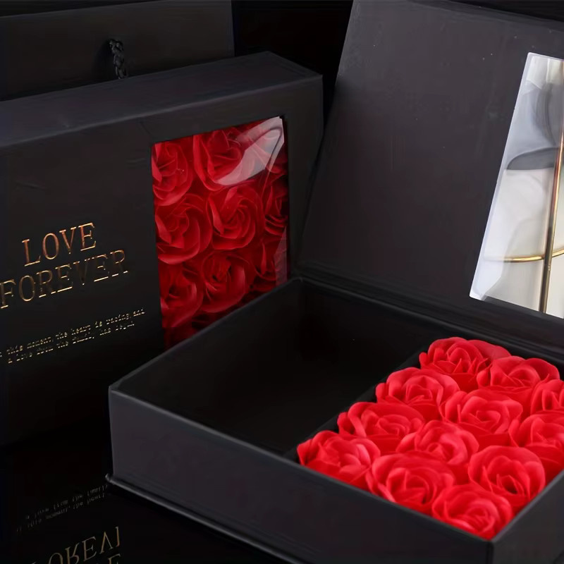 Schmuckgeschenkbox mit 12 Rosen in Schwarz für Valentinstag, Jahrestag oder Geburtstag - Bild 2
