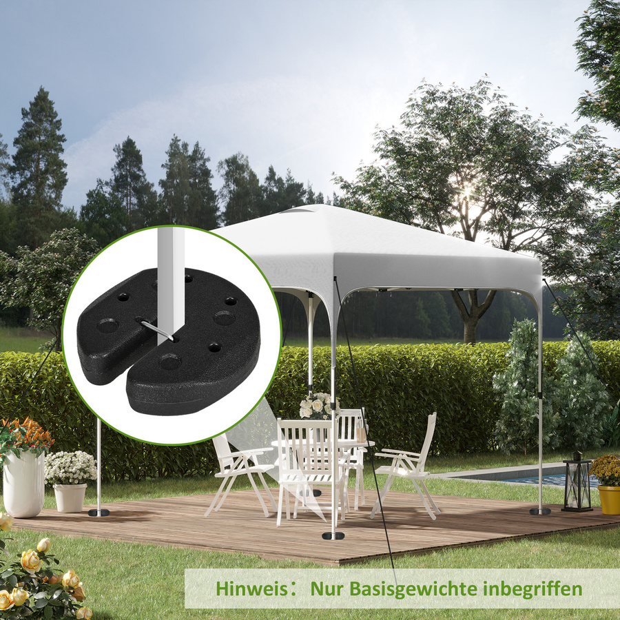 Outsunny Pavillonstandfüße 4er-Set aus schwarzem HDPE mit 12 kg Gewichten, Befestigungsstiften und Transportgurt zur Standsicherung für Faltpavillons und Partyzelte - Bild 2