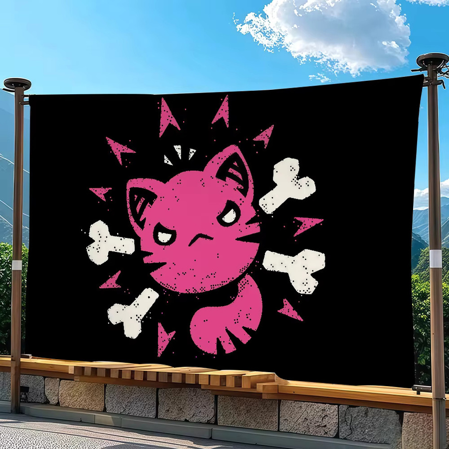 Piraten-Katzenschädel-Flagge von Warner Bros. als Wanddeko für Party und Outdoor, Rechteckig, Breite: 40,0 cm, Höhe: 4,0 cm - Bild 5