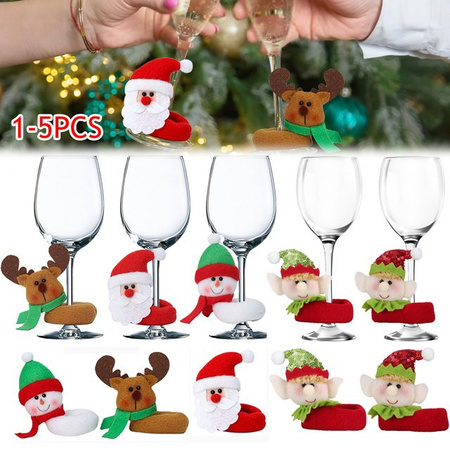 VKTECH Weihnachts Dekoration Set aus Glas- und Filz-Ringen für Weingläser und Servietten in Multicolor