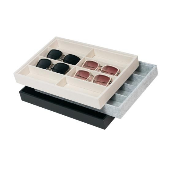 DreamCo Sonnenbrillen-Organizer-Tablett mit 8 Fächern aus Samt in Schwarz für Herren und Damen zur Aufbewahrung von Brillen, Uhren und Schmuck - Bild 1