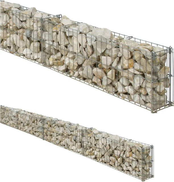 Bellissa Gabionen Mauergitter Set Verzinkt in Silber inklusive Bodenanker B/H/T: 464 x 20 x 10 cm - Bild 1