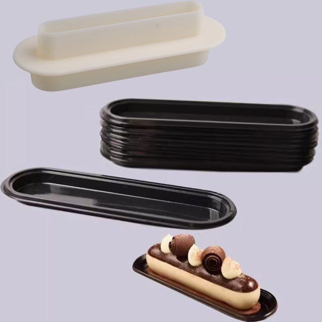 SHENHONG Ovaler doppelseitiger Dessert-Cutter aus Kunststoff in Weiß und Schwarz für Mousse und Gebäck - Bild 1