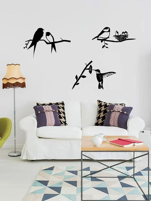 3er Set Metall Vogel Silhouette Wandkunst CIFBUY in Schwarz als Wanddekoration aus Eisen - Bild 3