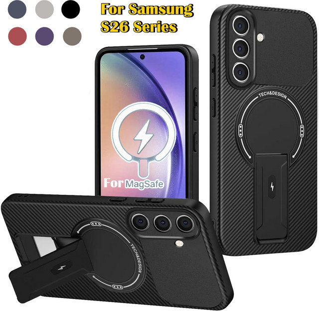 Magnetische Handyhülle mit Carbon-Muster für Samsung Galaxy S26 S25 S24 S23 Ultra A05 A06 A07 A12 A13 A14 A15 A16 A25 A26 A54 in Schwarz und Grau - Bild 1