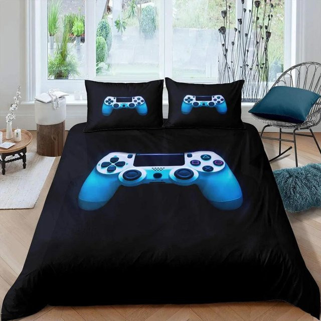 Bettwäscheset Your Warm Home mit Gamepad-Motiv für Jugendliche, 3-teilig, Farbe: Schwarz, B/H: 180 x 210 cm, inklusive Kissenbezug 50 x 70 cm - Bild 1