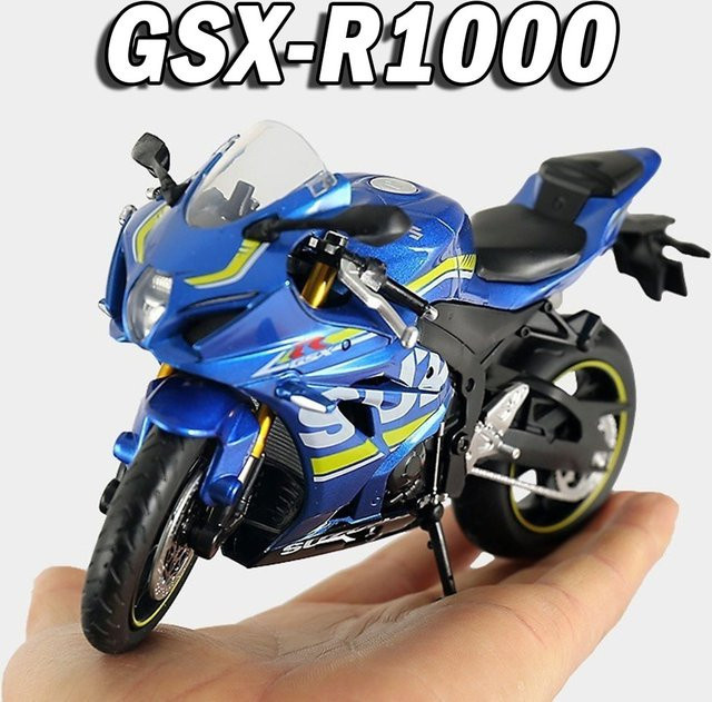 Suzuki GSX-R1000 Yamaha YZF-R1M Motorrad Modell, 1:12, Metall, Schwarz, Blau - Bild 1