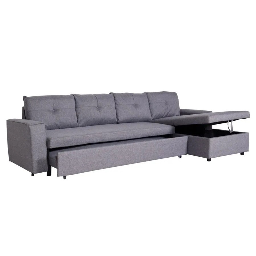 MCW Ecksofa L-Form mit Bettkasten und Liegefläche rechts in Grau, Breite: 290 cm - Bild 3