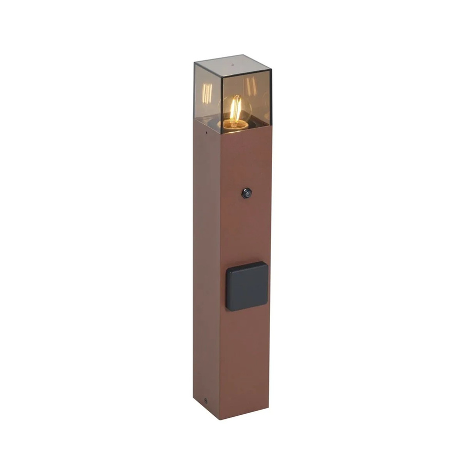 QAZQA Industrielle Außenleuchte in Rostbraun mit Rauchglas und Dämmerungssensor, Höhe: 50 cm - Bild 2