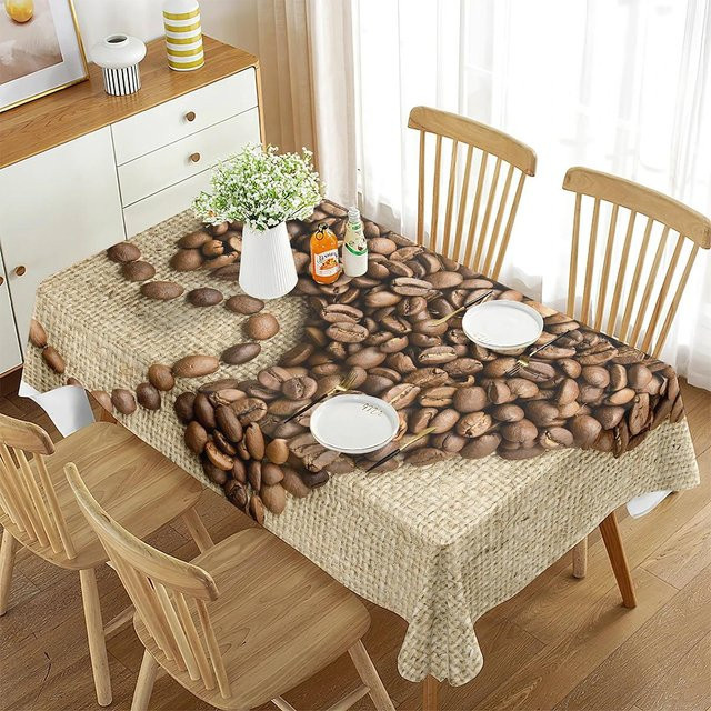 Rechteckige Kaffeetischdecke von Fancy Style Studio in Braun mit Tassenuntersetzer-Muster, B/H: 70 x 70 cm - Bild 1